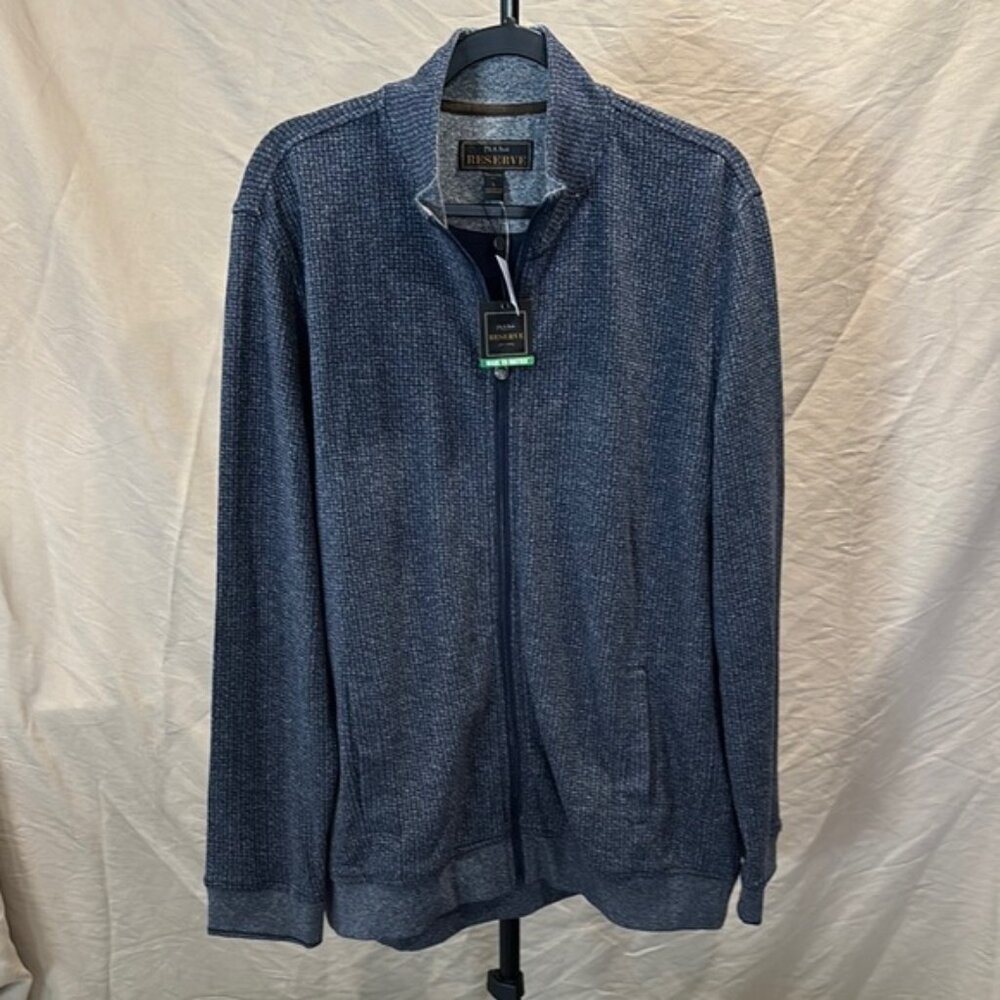Jos. A. Bank Blue Zip Up Sweater with Soft Knit Large